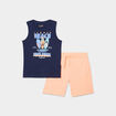 Ensemble débardeur et short coton bleu marine garçon
