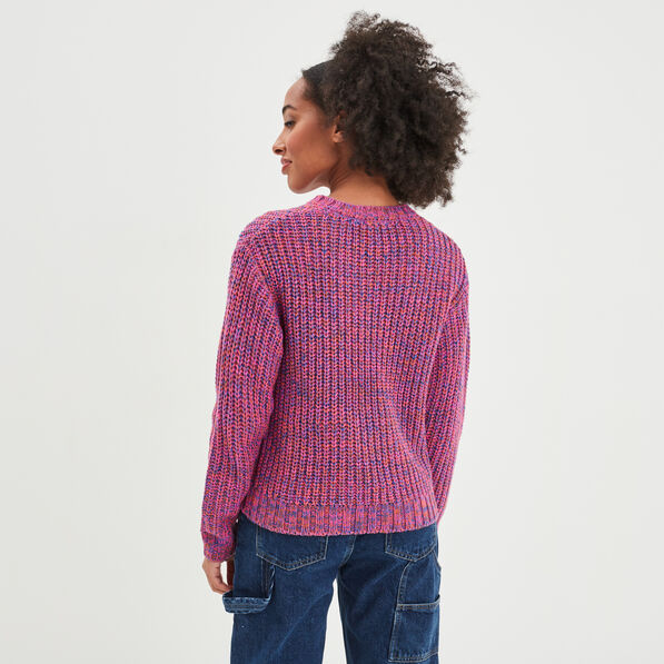 pull cotele col rond et manches longues rose fushia femme Pull côtelé col rond et manches longues rose fushia femme
