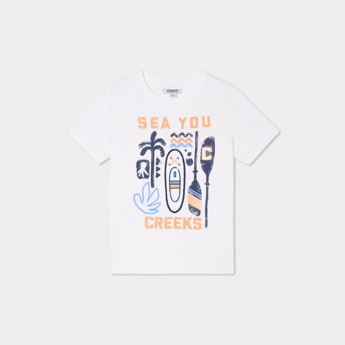T-shirt brodé manches courtes coton blanc garçon