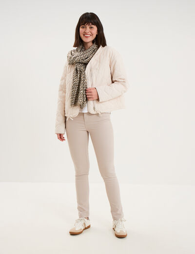 Pantalon slim stretch beige femme