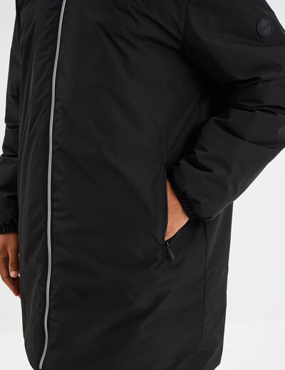 Parka d&eacute;perlante doubl&eacute;e &agrave; capuche noir homme
