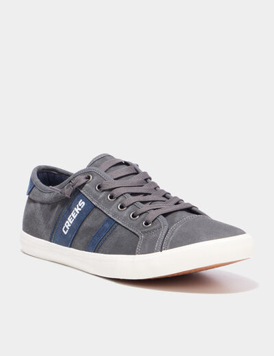 Tennis basses en toile effet denim gris homme