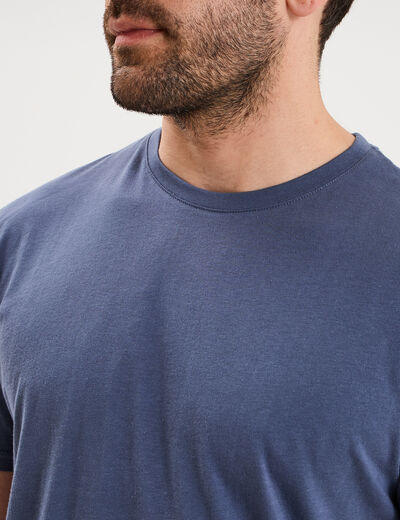 T-shirt droit en coton manches courtes bleu lavande homme