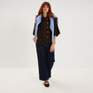 Jean large cropped &agrave; pont taille haute denim brut femme