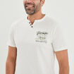 T-shirt col tunisien coton Trappeur blanc homme