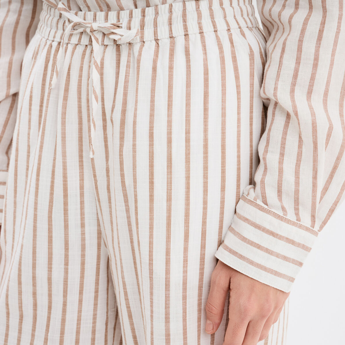 Pantalon large taille élastiquée coton blanc femme