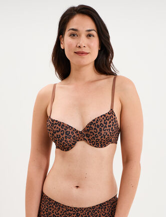 Soutien-gorge corbeille padd&eacute; microfibre marron femme