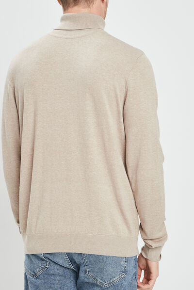 Pull avec col roulé sable homme