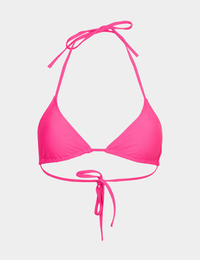 Haut maillot de bain forme triangle rose fluo femme