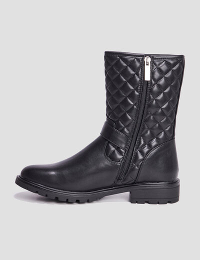 Bottines matelassées avec boucles noir femme