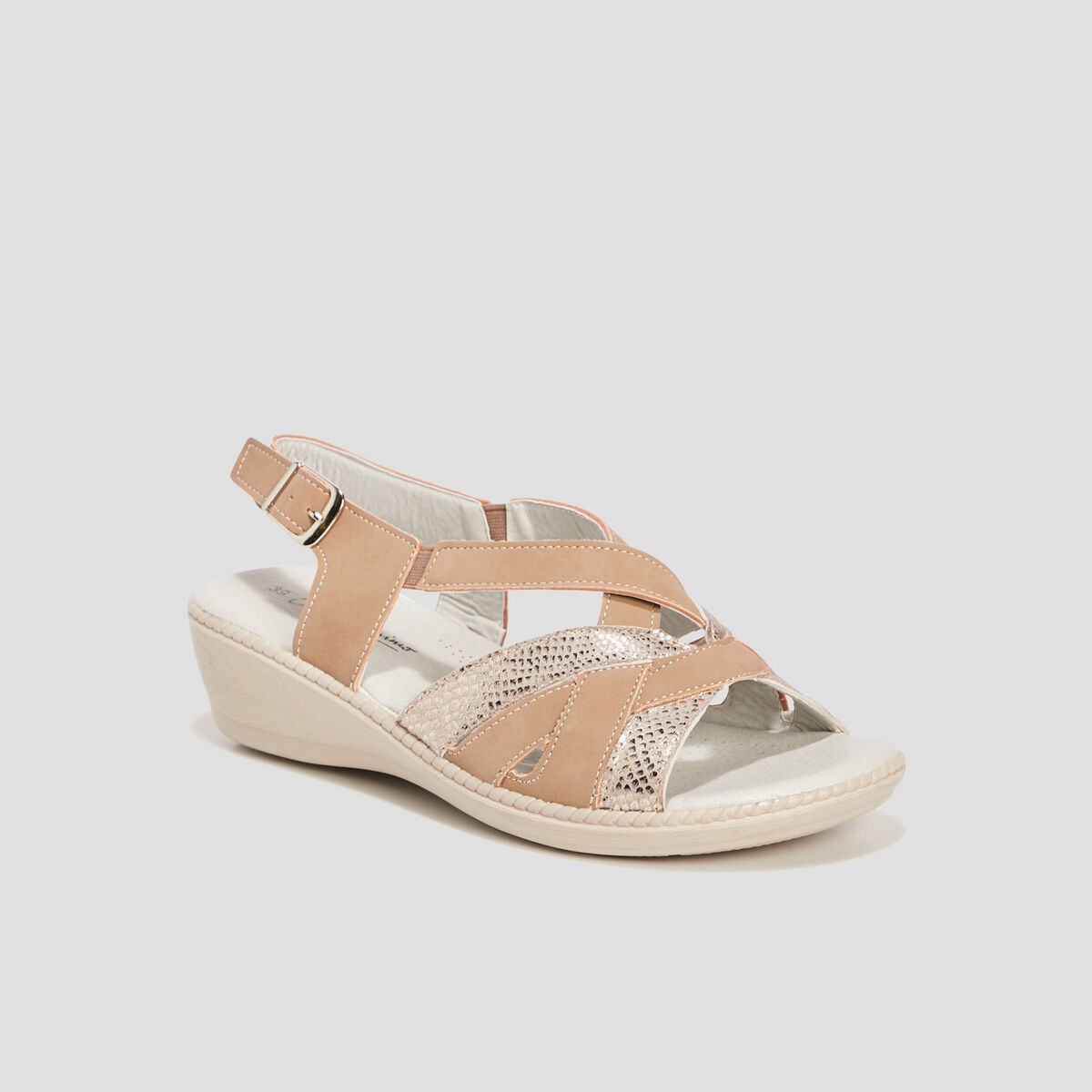Sandales &agrave; talons compens&eacute;s taupe femme