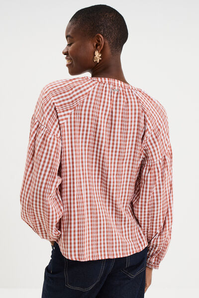 Blouse oversize col tunisien coton terracotta femme