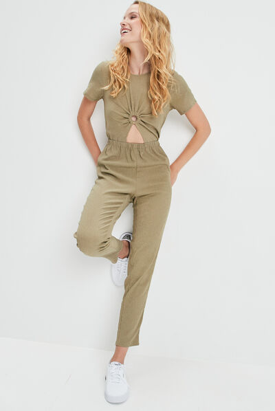 Combinaison pantalon fluide Creeks vert kaki femme
