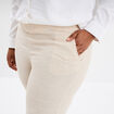 Pantalon chino droit en lin mélangé beige femme grande taille