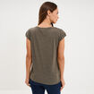 T-shirt col v poche poitrine vert kaki femme