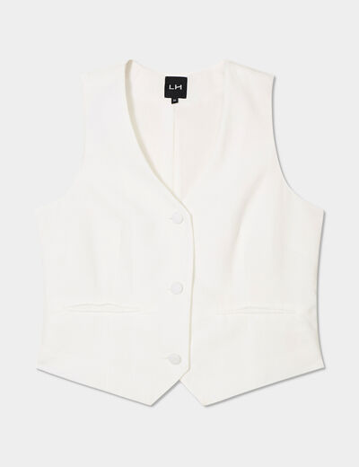 Veston sans manches blanc femme