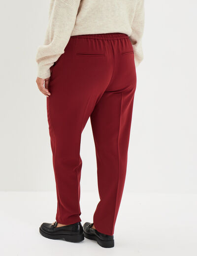 Pantalon city paperbag taille &eacute;lastiqu&eacute;e bordeaux femme grande taille