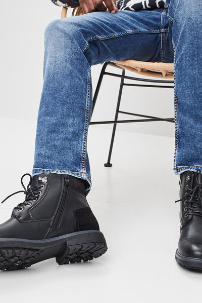Bottines crantées zippées noir homme