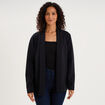 Blazer court col ch&acirc;le manches longues noir femme