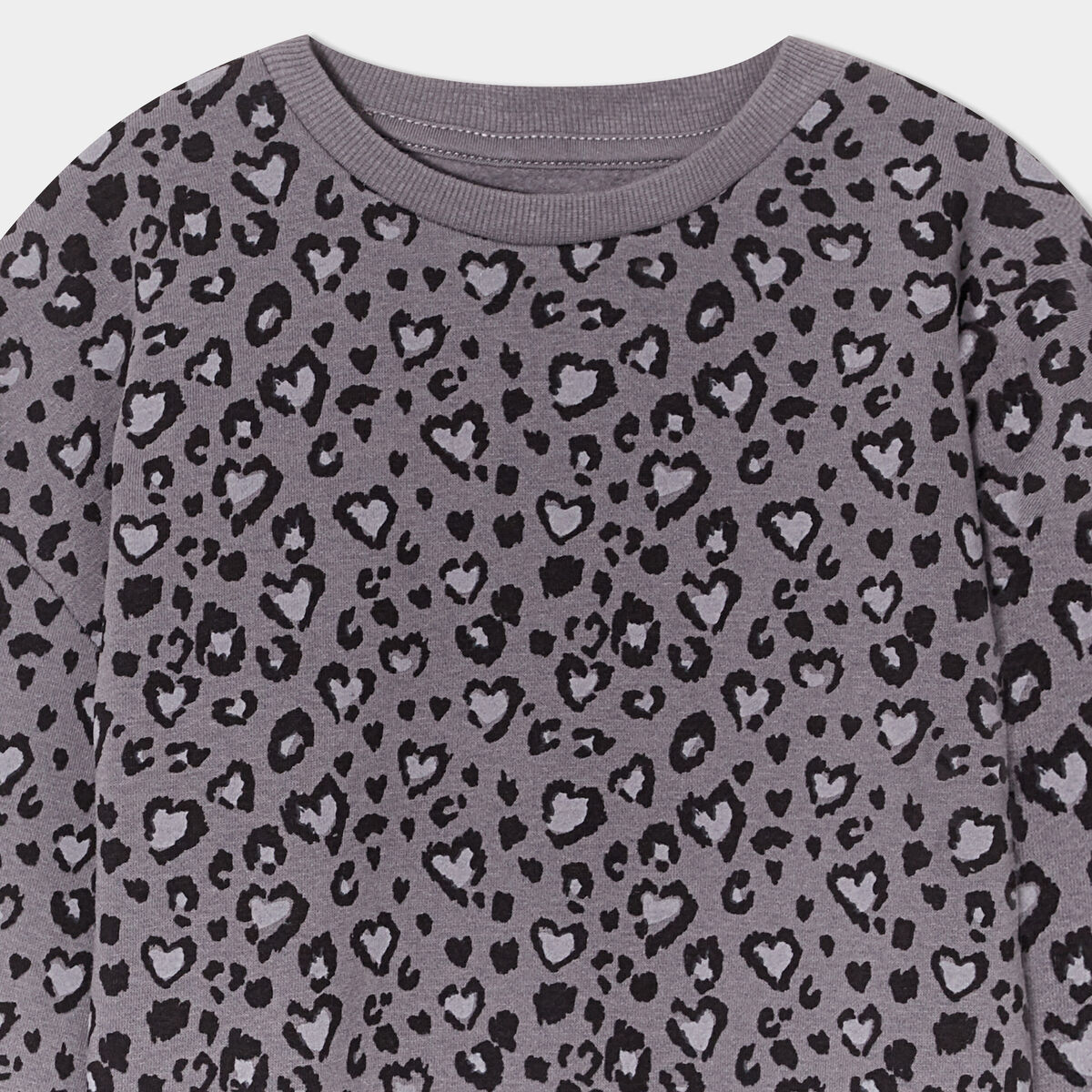 Sweat col rond manches longues gris foncé fille