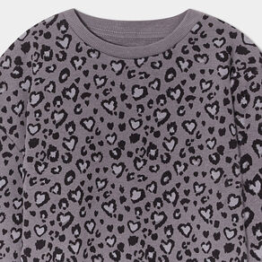 Sweat col rond manches longues gris foncé fille