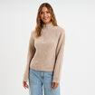 Pull col camionneur manches longues beige femme