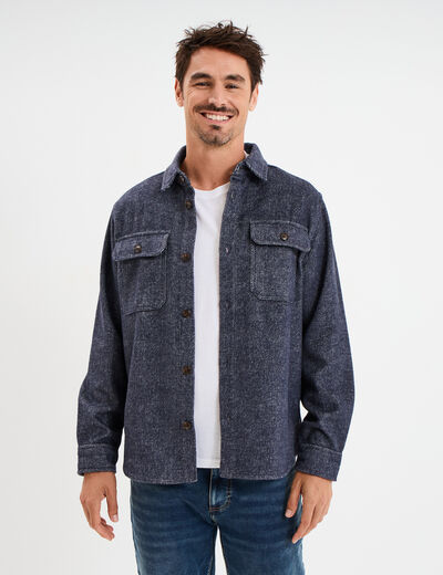 Surchemise manches longues bleu marine homme