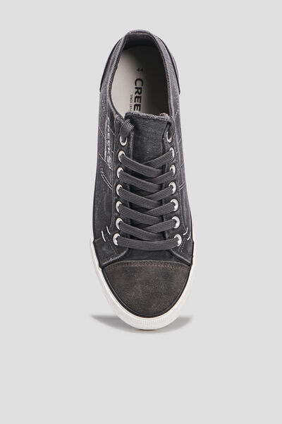 Baskets basses en toile &agrave; lacets gris homme