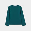 T-shirt col rond manches longues coton vert foncé fille