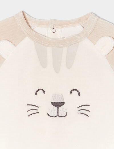 Dors-bien avec manches longues boutonné beige bébé