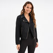 Veste courte esprit biker effet su&eacute;dine noir femme