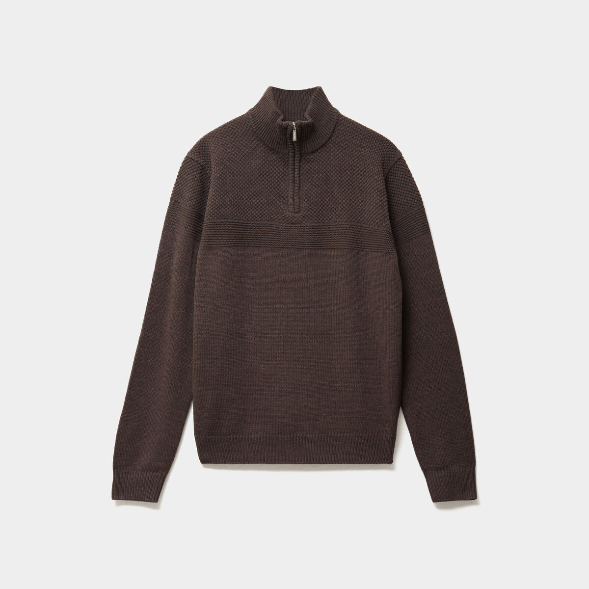 Pull col camionneur manches longues marron chocolat homme