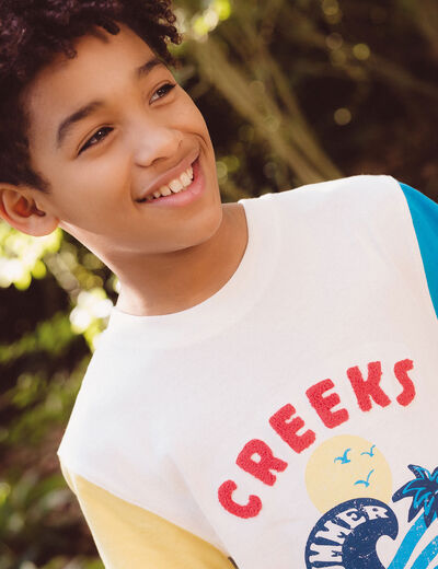 T-shirt manches courtes coton Creeks blanc garçon