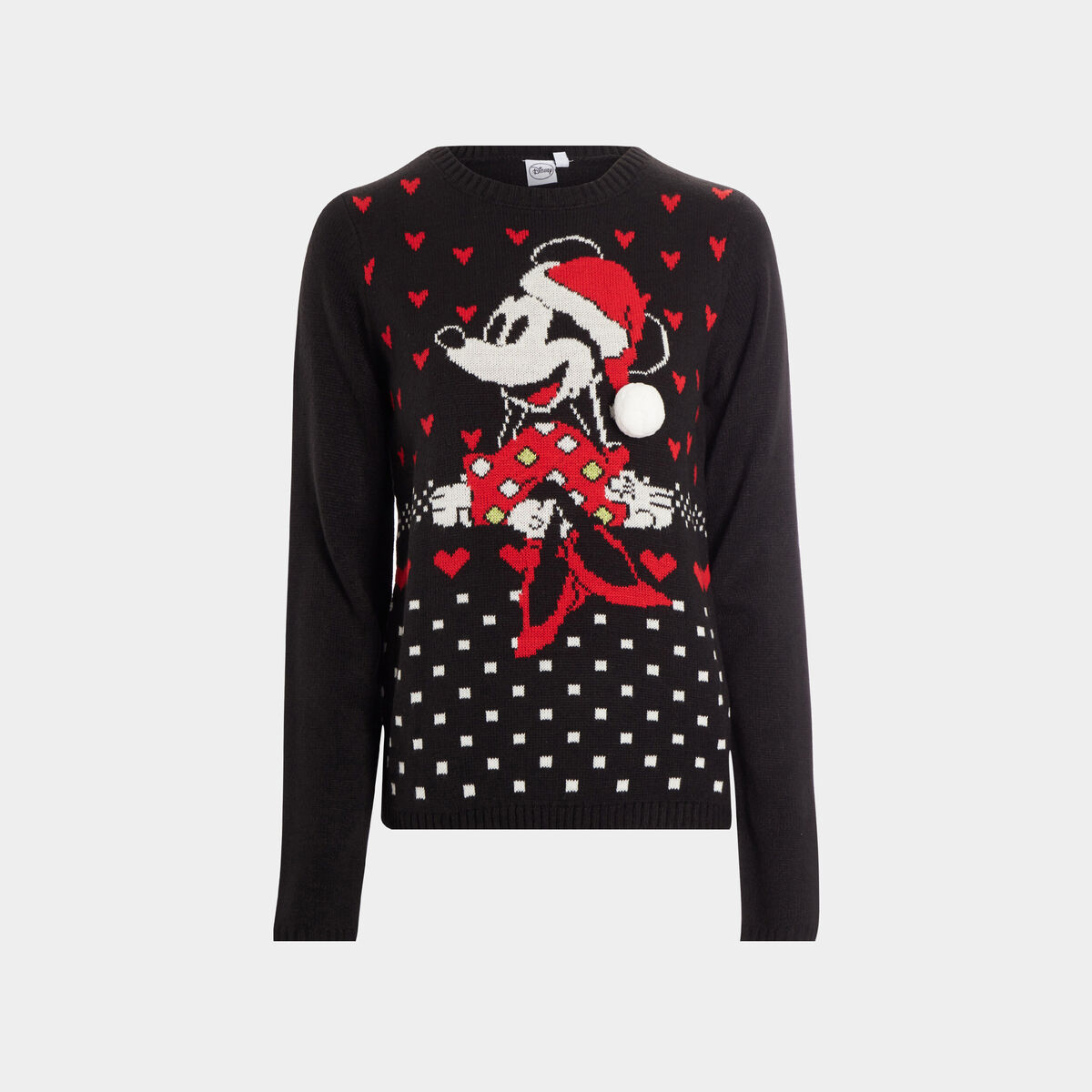 Pull de Noël manches longues Minnie noir femme