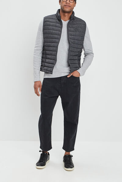T-shirt manches longues col V gris clair homme