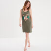 Chemise de nuit sans manches coton vert kaki femme
