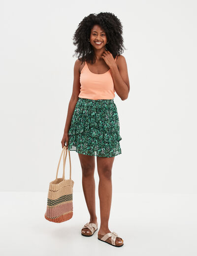 Débardeur coton bretelles réglables rose corail femme