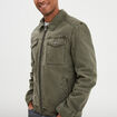 Veste doubl&eacute;e capuche amovible en coton vert kaki homme