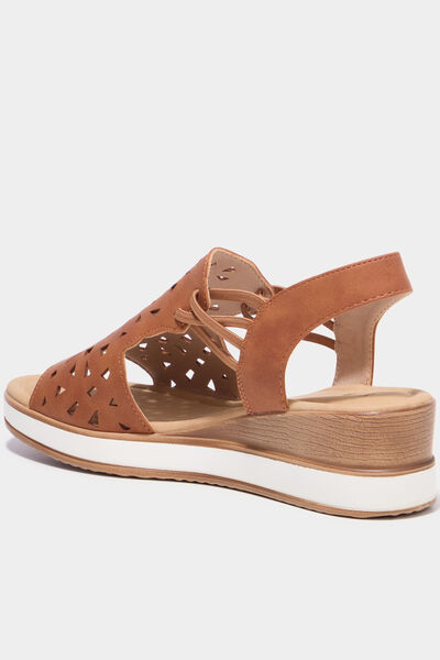 Sandales compens&eacute;es bride &eacute;lastiqu&eacute;e marron femme