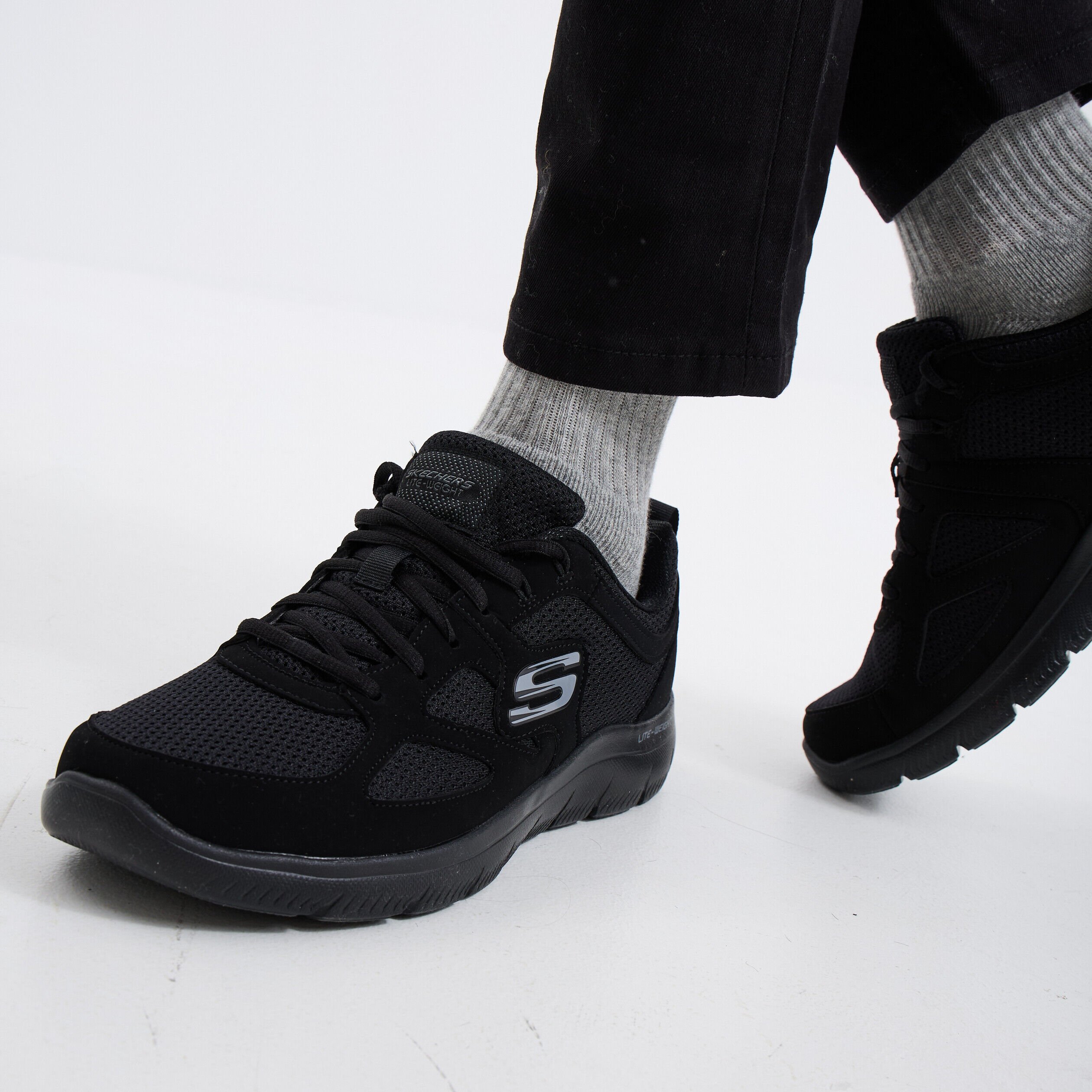 Baskets running à lacets noir homme