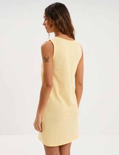 Chemise de nuit sans manches coton jaune clair femme