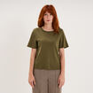 T-shirt manches courtes col rond coton vert kaki femme