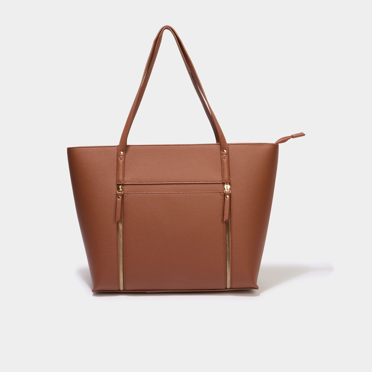 Sac shopper avec poche int&eacute;rieure camel femme