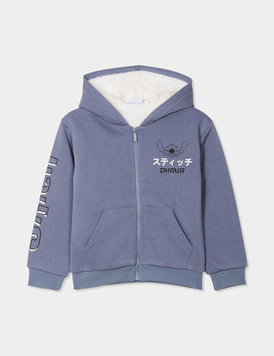 Gilet doublé à capuche Stitch gris foncé fille