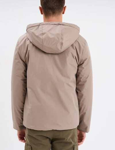 Blouson à capuche déperlant taupe homme