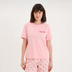 T-shirt col rond manches courtes coton rose femme