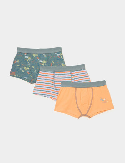 Lot 3 boxers coton orange foncé garçon
