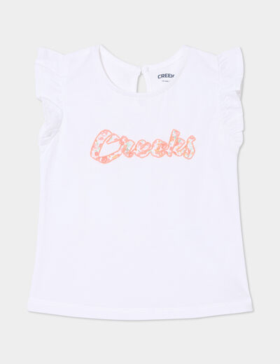T-shirt manches volants coton Creeks ecru bébé fille