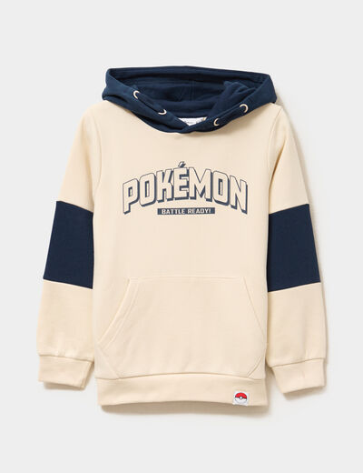 Sweat hoodie 1 poche coton Pokémon ecru garçon