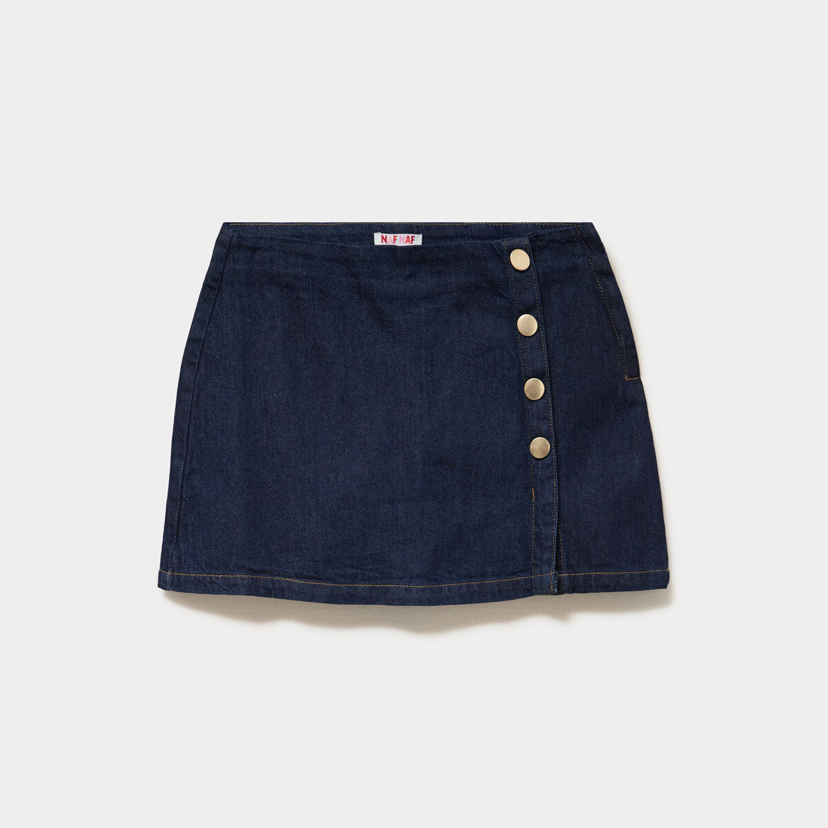 Jupe-short en jean avec boutons denim brut femme